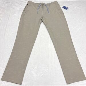 Amble Mens Chino Pants Size 36 Beige Recycled Polyester Blend Drawstring Waist